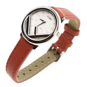 Fendi Watch "Run Away" 28mm Steel Case White Dial Red Band FOW545 New